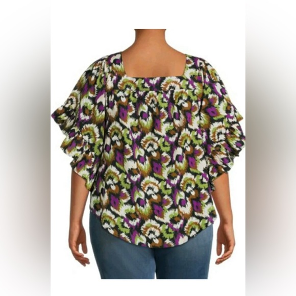 Terra & Sky Women's Plus Size Square Neck Peasant Top sz 4X - Picture 2 of 8